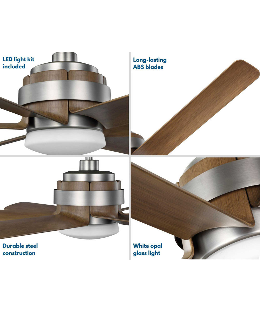 Kaysville 6-Blade Chestnut 56-Inch DC Motor LED Urban Industrial Ceiling Fan Antique Nickel