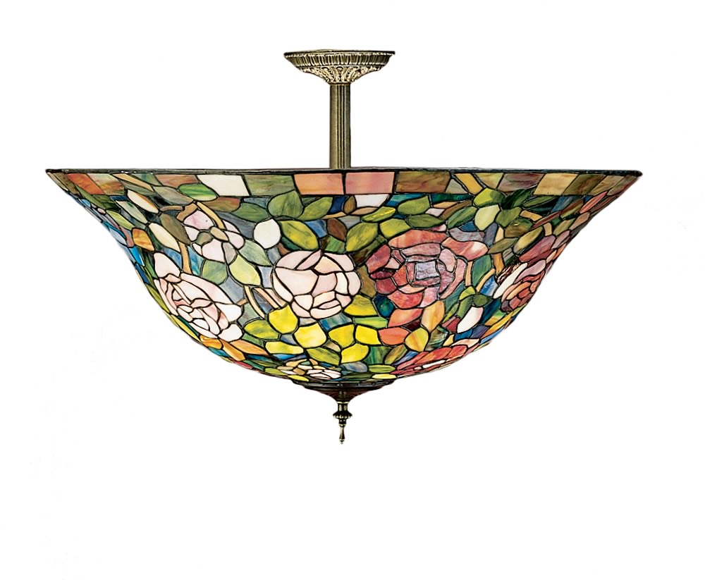 20"W Tiffany Rosebush Semi-Flushmount