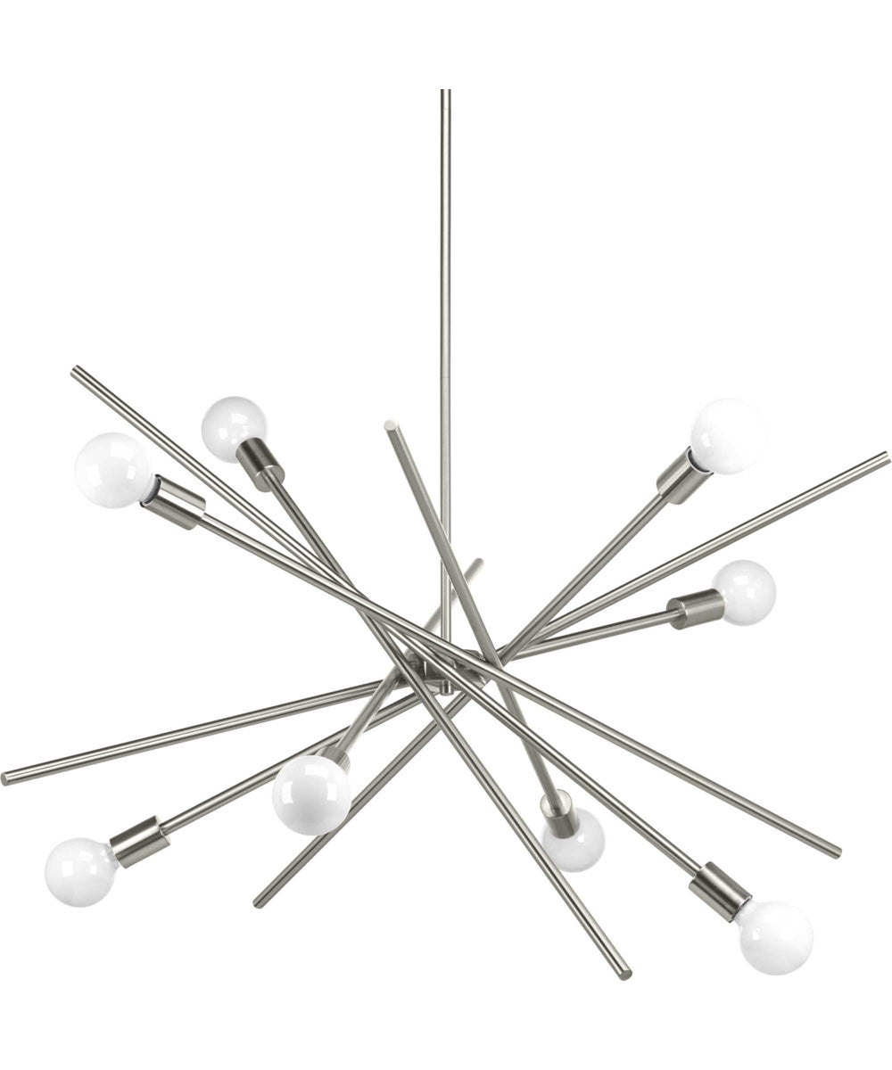 Astra 8-Light Mid-Century Modern Chandelier Light Brushed Nickel