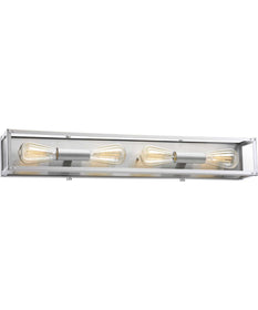 Union Square 4-Light Clear Glass Coastal Bath Vanity Light Stainless Steel