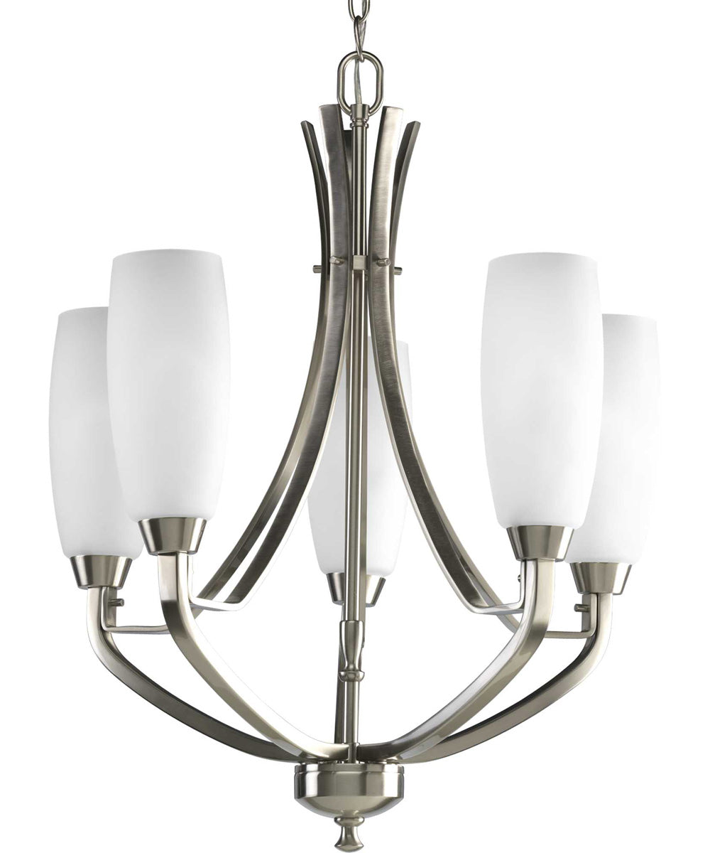 Wisten 5-Light Etched Glass Modern Chandelier Light Brushed Nickel