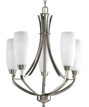 Wisten 5-Light Etched Glass Modern Chandelier Light Brushed Nickel