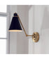 Bradley 1-Light Plug In Sconce Aged Brass and Black, 7"W