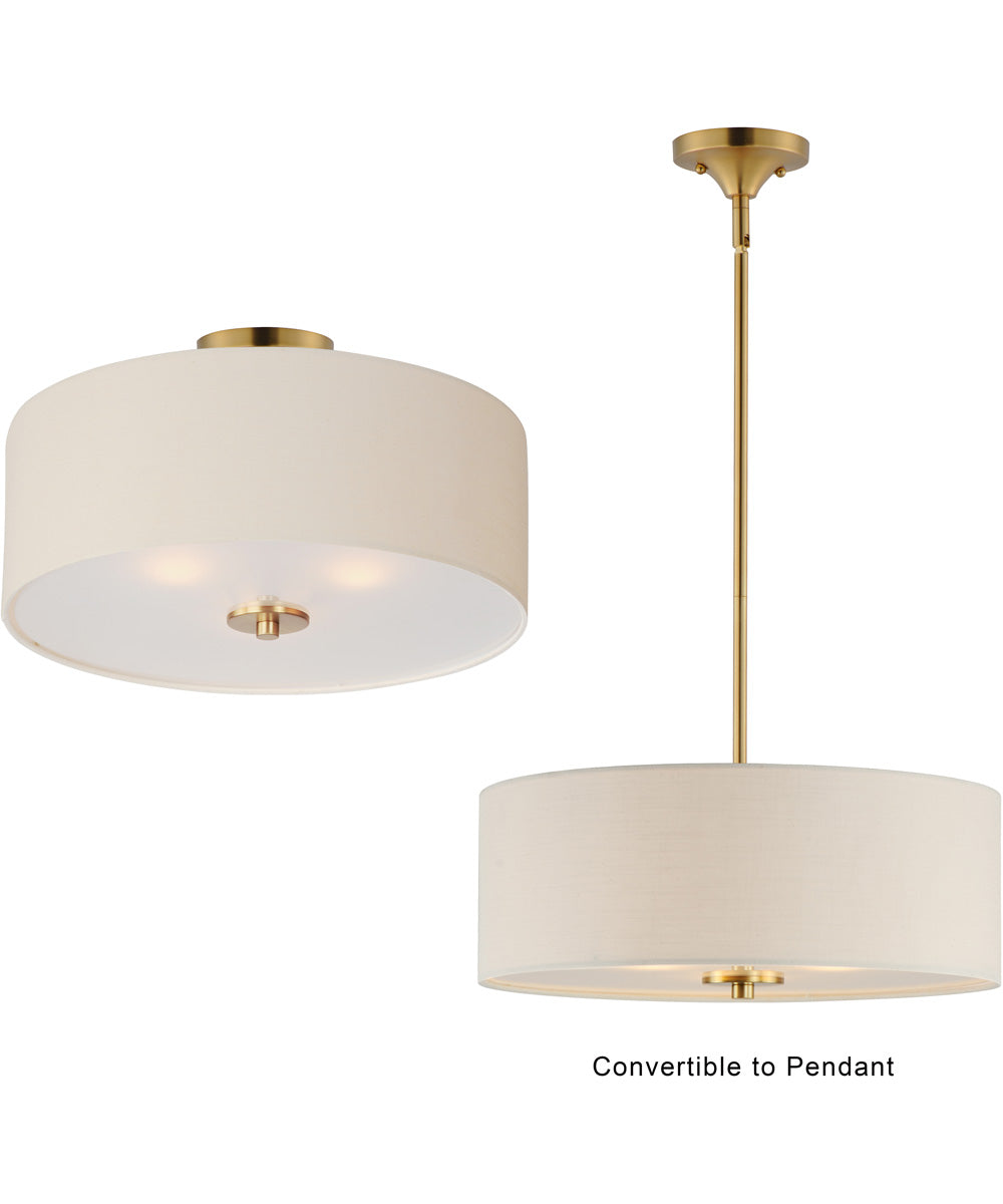 Bongo 3-Light Pendant / Semi-Flush Mount Natural Aged Brass