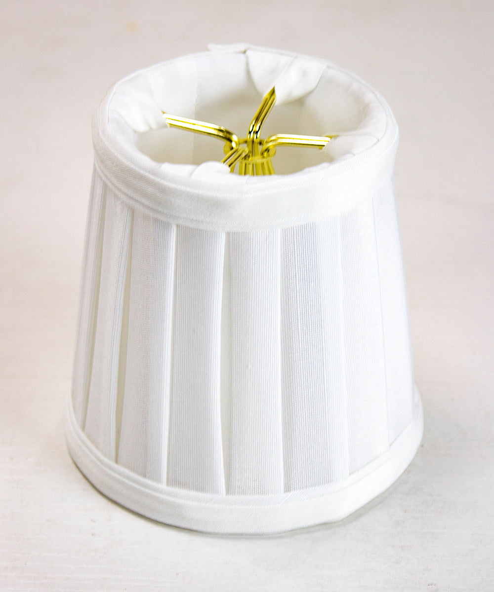 4"W x 4"H Down White Pleated Clip-on Candelabra Lampshade