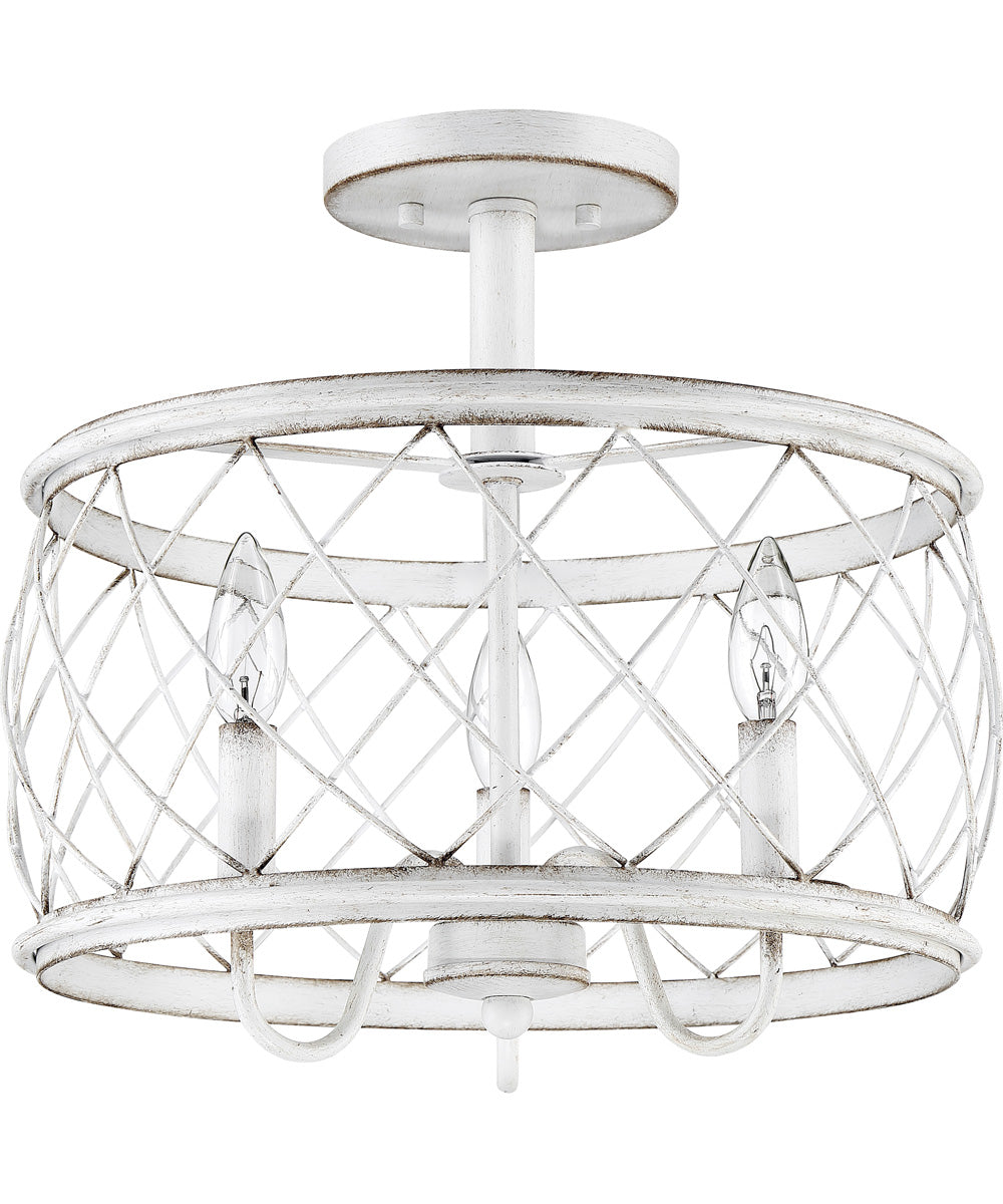 Dury Medium 3-light Semi Flush Mount Antique White