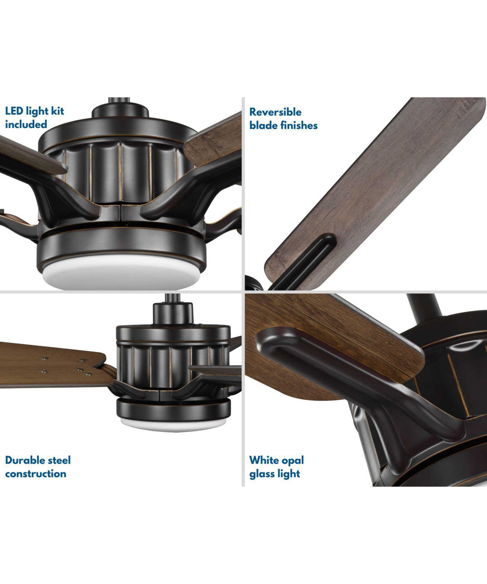 Claret 5-Blade Reversible Antique Wood/Chestnut 54-Inch LED Transitional Ceiling Fan Oil Rubbed Bronze
