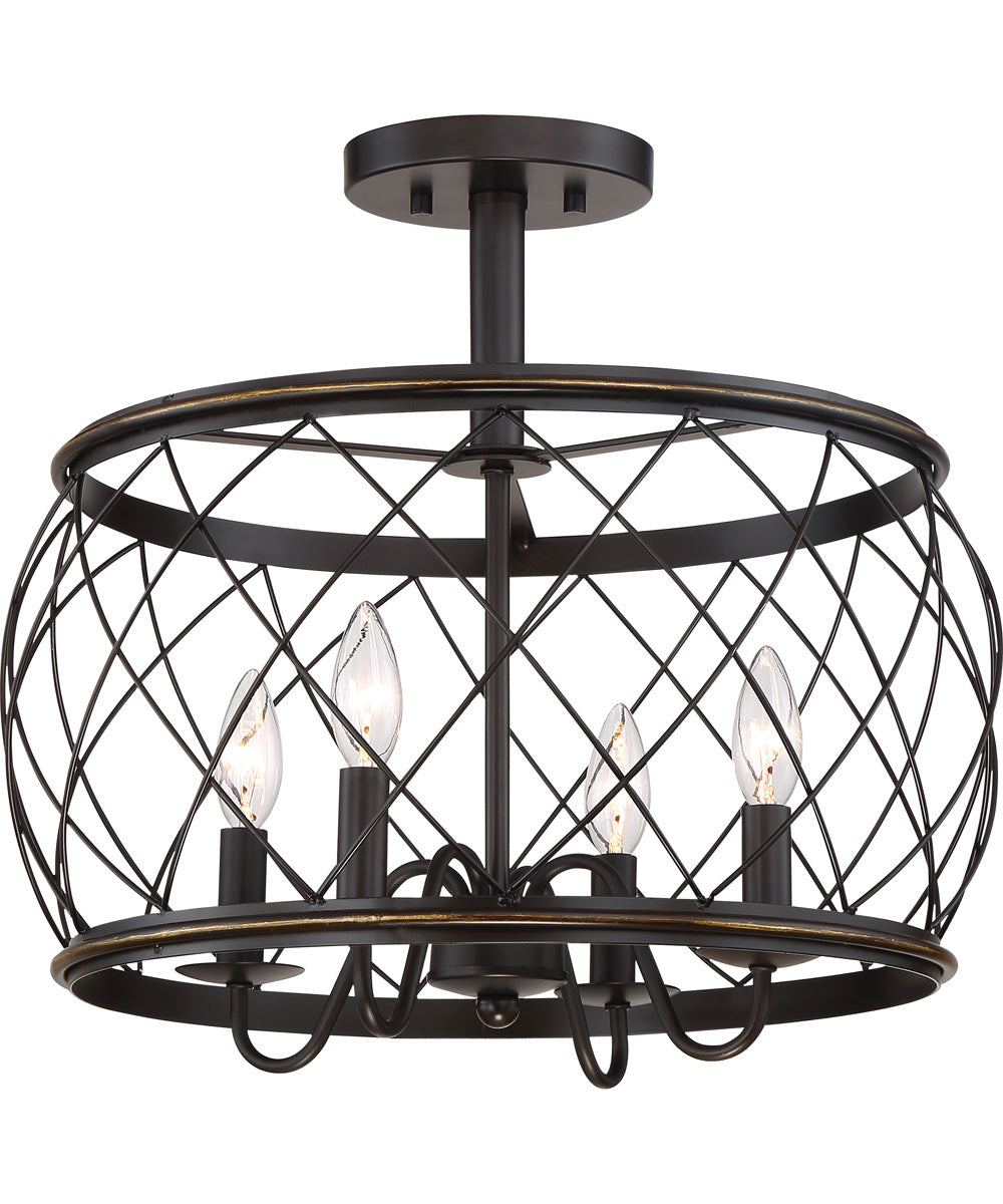 Dury Small 4-light Semi Flush Mount Palladian Bronze