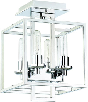 11"W Cubic 4-Light Semi Flush Chrome