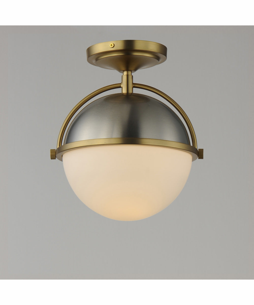 Duke 1-Light Semi Flush Mount Satin Nickel / Satin Brass