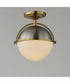 Duke 1-Light Semi Flush Mount Satin Nickel / Satin Brass