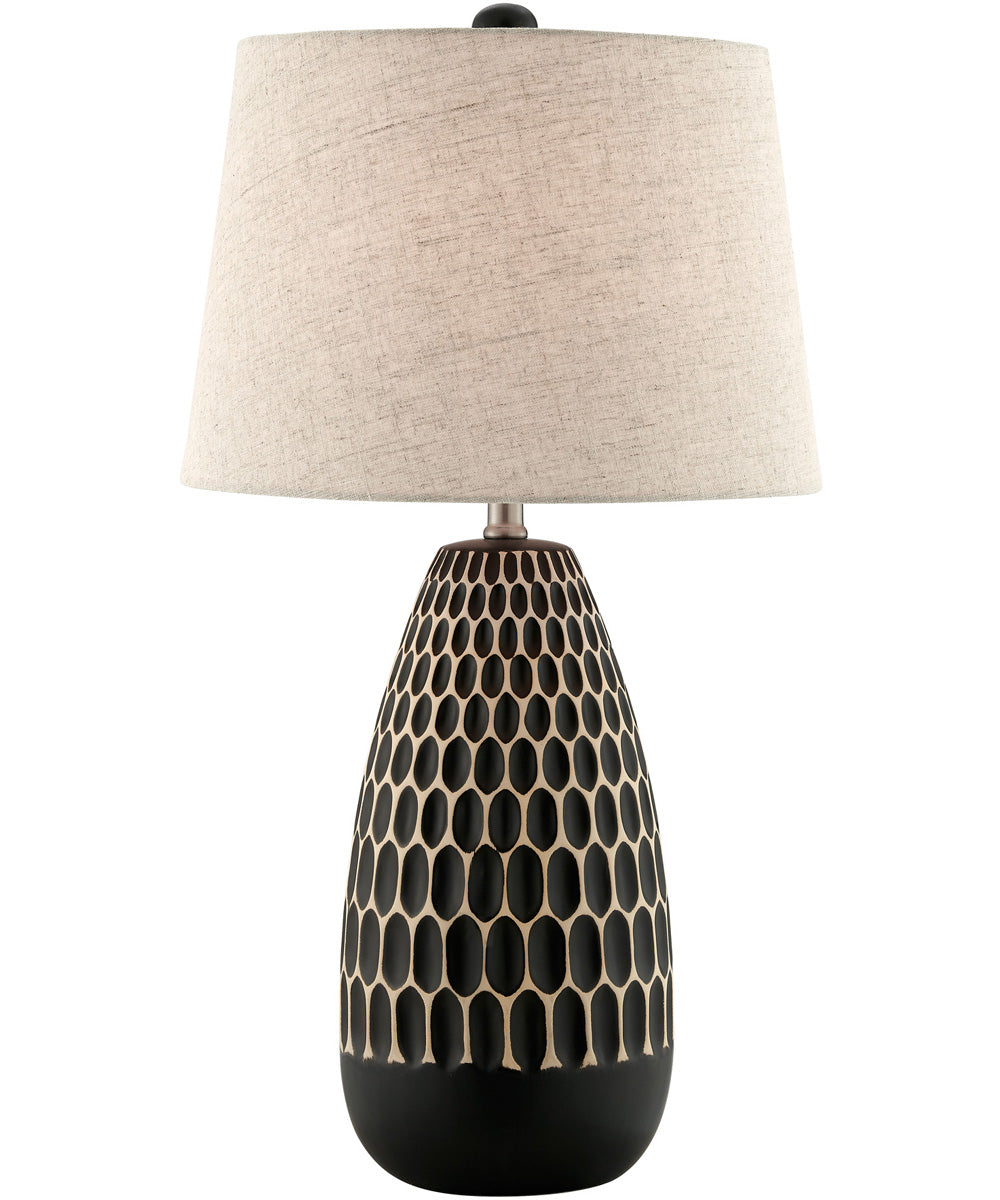 Rupali 1-Light Table Lamp Ceramichrome/ L. Beige Linen Shade