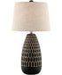 Rupali 1-Light Table Lamp Ceramichrome/ L. Beige Linen Shade