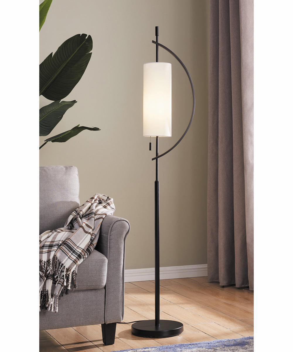 Renessa 1-Light Floor Lamp Black/Off-White Fabric Shade