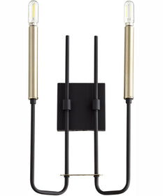 Hope 2-light Wall Mount Light Fixture Textured Black w/ Aged Brass
