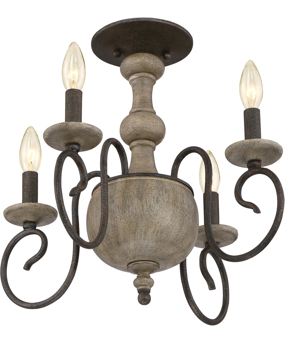 Castile Extra Large 4-light Semi Flush Mount Rustic Black