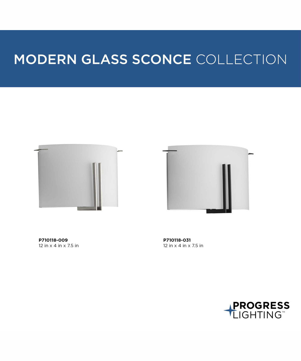 Modern Glass Sconce 2-Light Wall Sconce Brushed Nickel