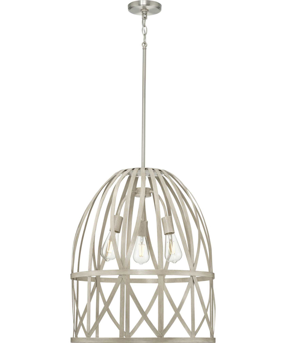 Chastain 3-Light Basket Farmhouse Pendant Light Bleached Oak