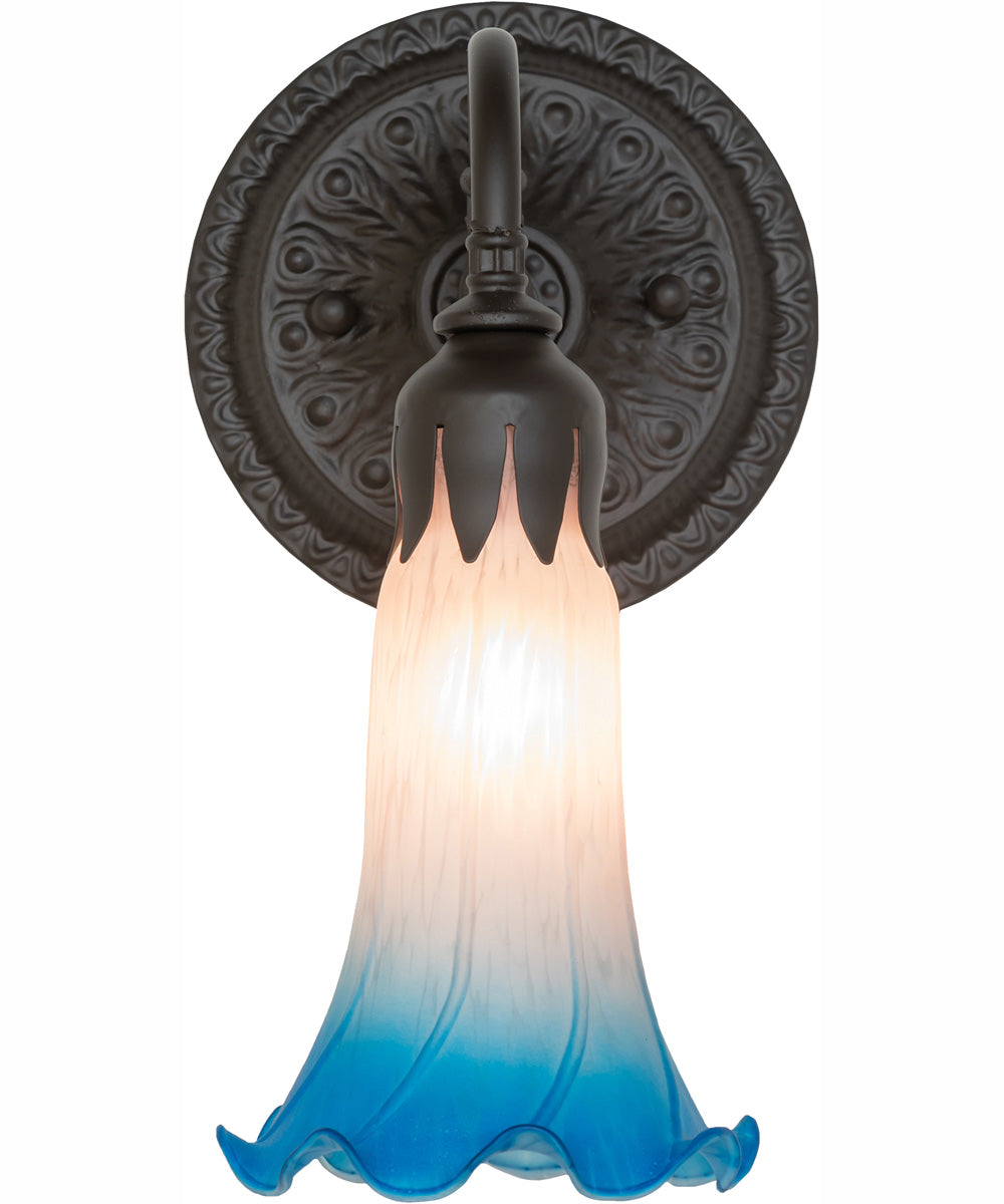 5.5" Wide Pink/Blue Tiffany Pond Lily Wall Sconce