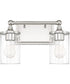 Camden 2-Light Vanity In Polished Nickel With Clear Beveled Glass
