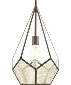 Cinq 1-Light Antique Mirror Glass Global Pendant Light Antique Bronze