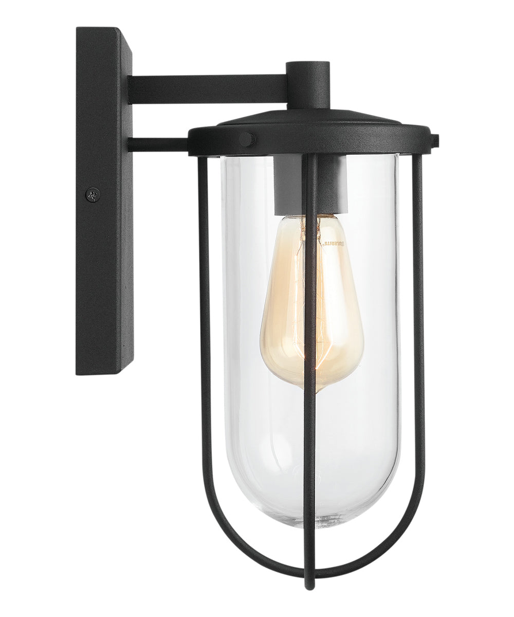 Corbin 1-Light Outdoor Wall Mount Rain or Shine - Black with Clear Glass