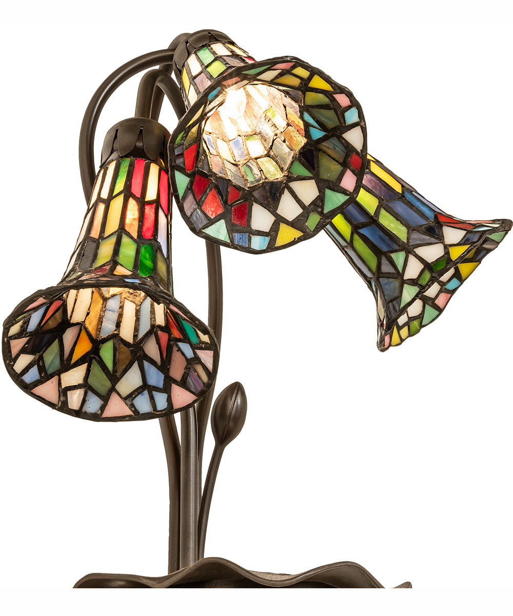 16" High Stained Glass Pond Lily 3 Light Accent Lamp