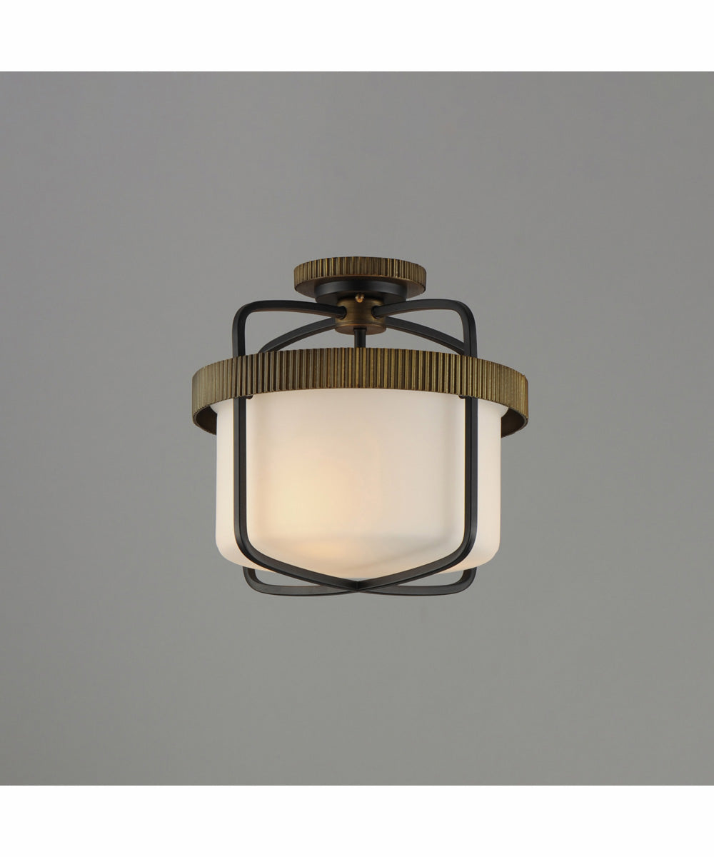 Ruffles 3-Light Semi Flush Mount Black / Antique Brass