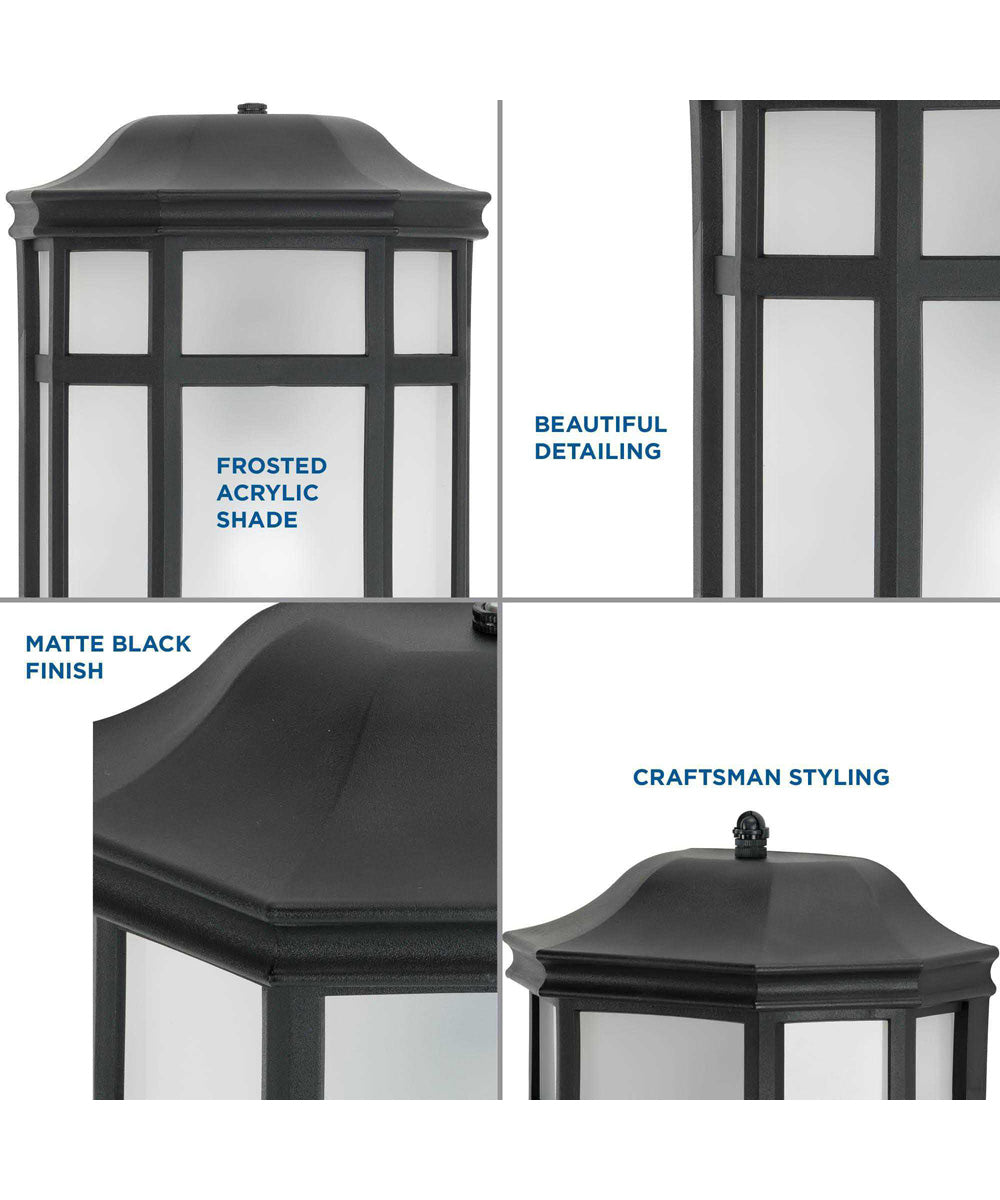 Milford Non-Metallic Lantern  1-Light Frosted Shade Traditional Outdoor Wall Lantern Light Textured Black