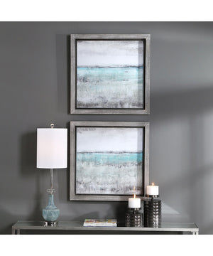 Aqua Horizon Framed Prints, Set of 2