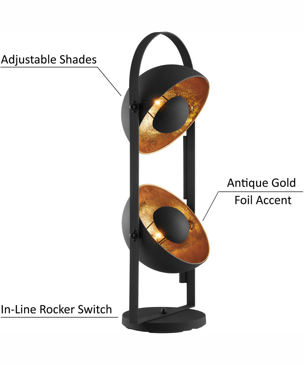 Gothard 2-Light Metal 2-Light Table Lamp Black/Aged Gold