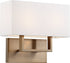 14"W Tribeca 2-Light Vanity & Wall Burnished Brass / White