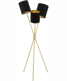 Crisanta 3-Light 3-Light Floor Lamp Gold/Black Velvet Shade