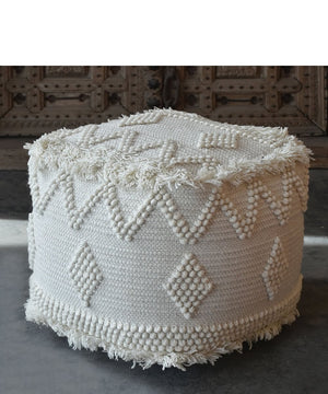 18"H Uriah Ivory Pouf