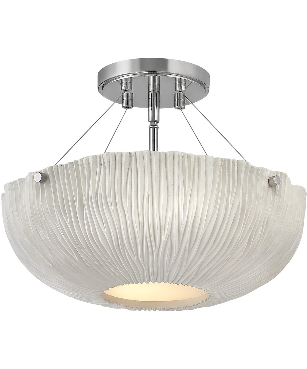 Coral 3-Light Medium Semi-flush Mount in Shell White