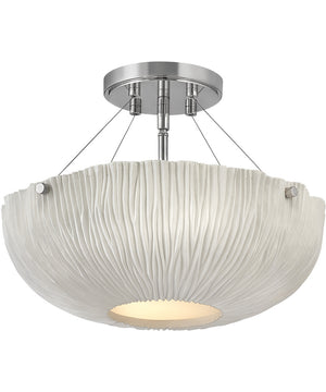Coral 3-Light Medium Semi-flush Mount in Shell White