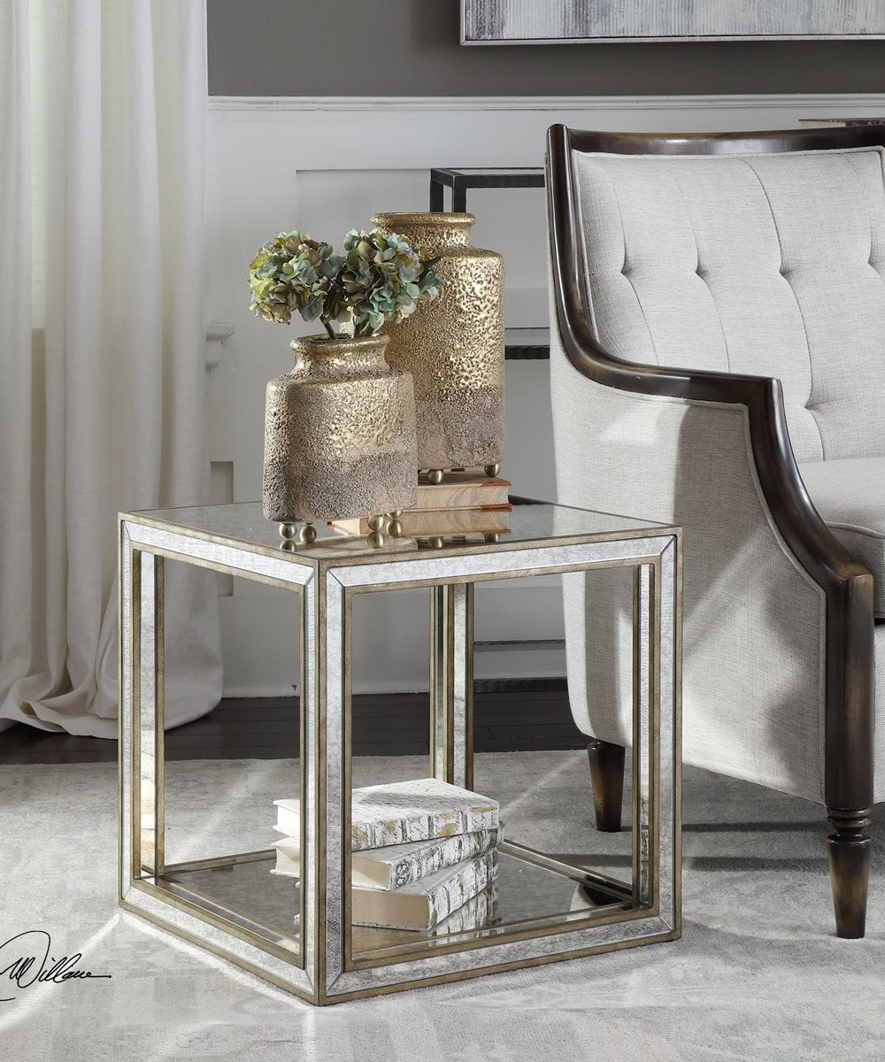 19"H Julie Mirrored Accent Table
