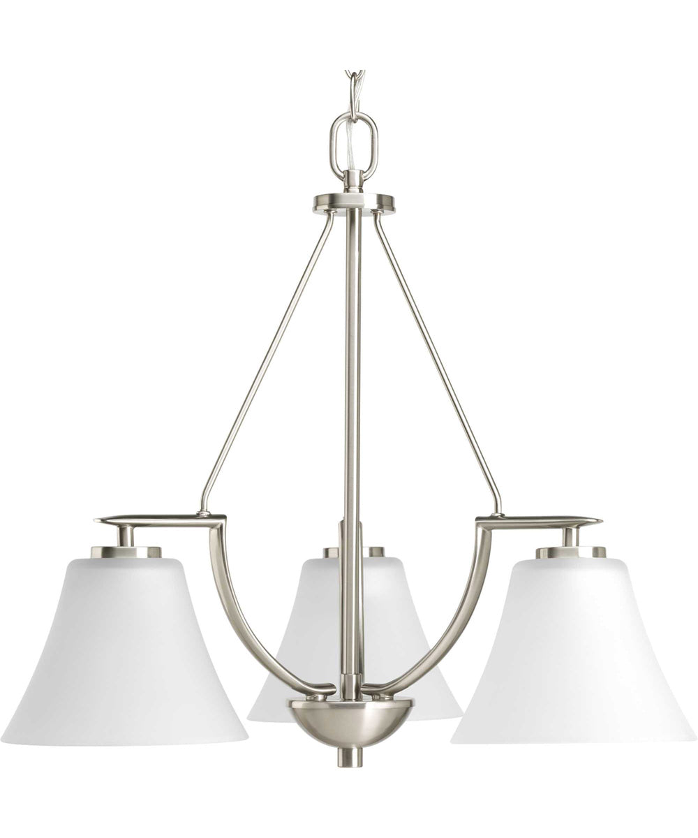 Bravo 3-Light Etched Glass Modern Chandelier Light Brushed Nickel