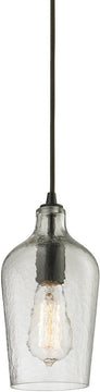 5"W Hammered Glass 1-Light Pendant Oil Rubbed Bronze/Clear Glass