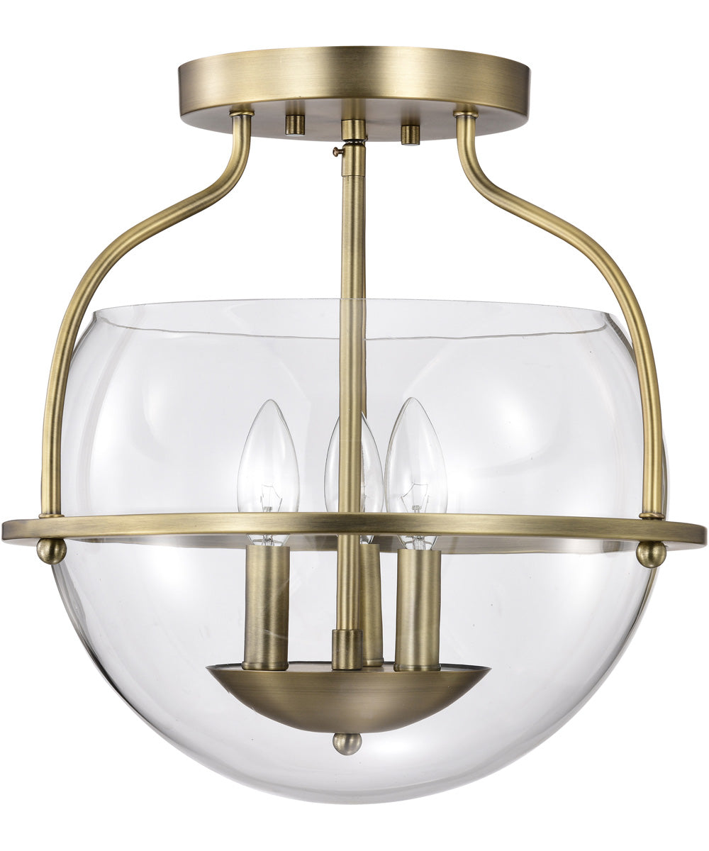 Amado 3-Light Close-to-Ceiling Vintage Brass