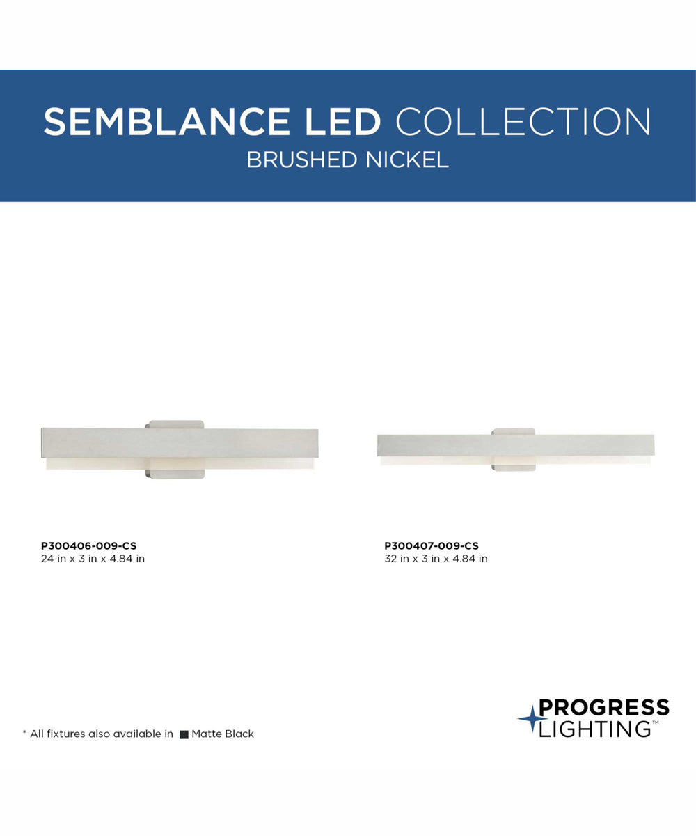 Semblance 32 in. Medium Modern 3CCT Integrated LED Linear Vanity Light Brushed Nickel