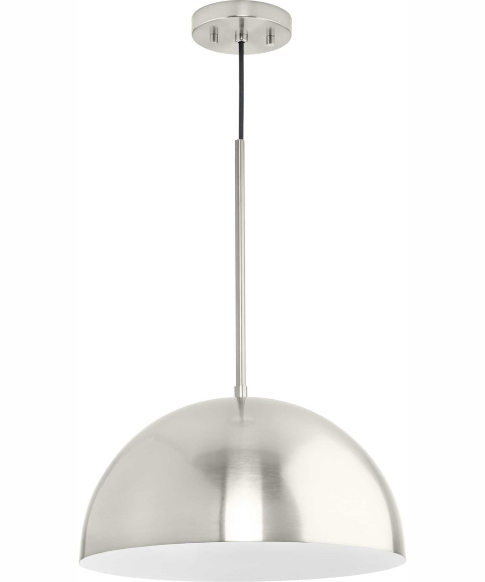 Perimeter 1-Light Mid-Century Modern Pendant with metal Shade Brushed Nickel