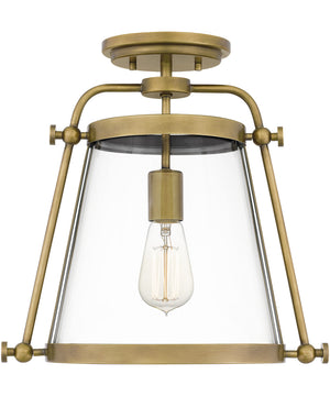 Cardiff 1-light Semi Flush Mount Weathered Brass