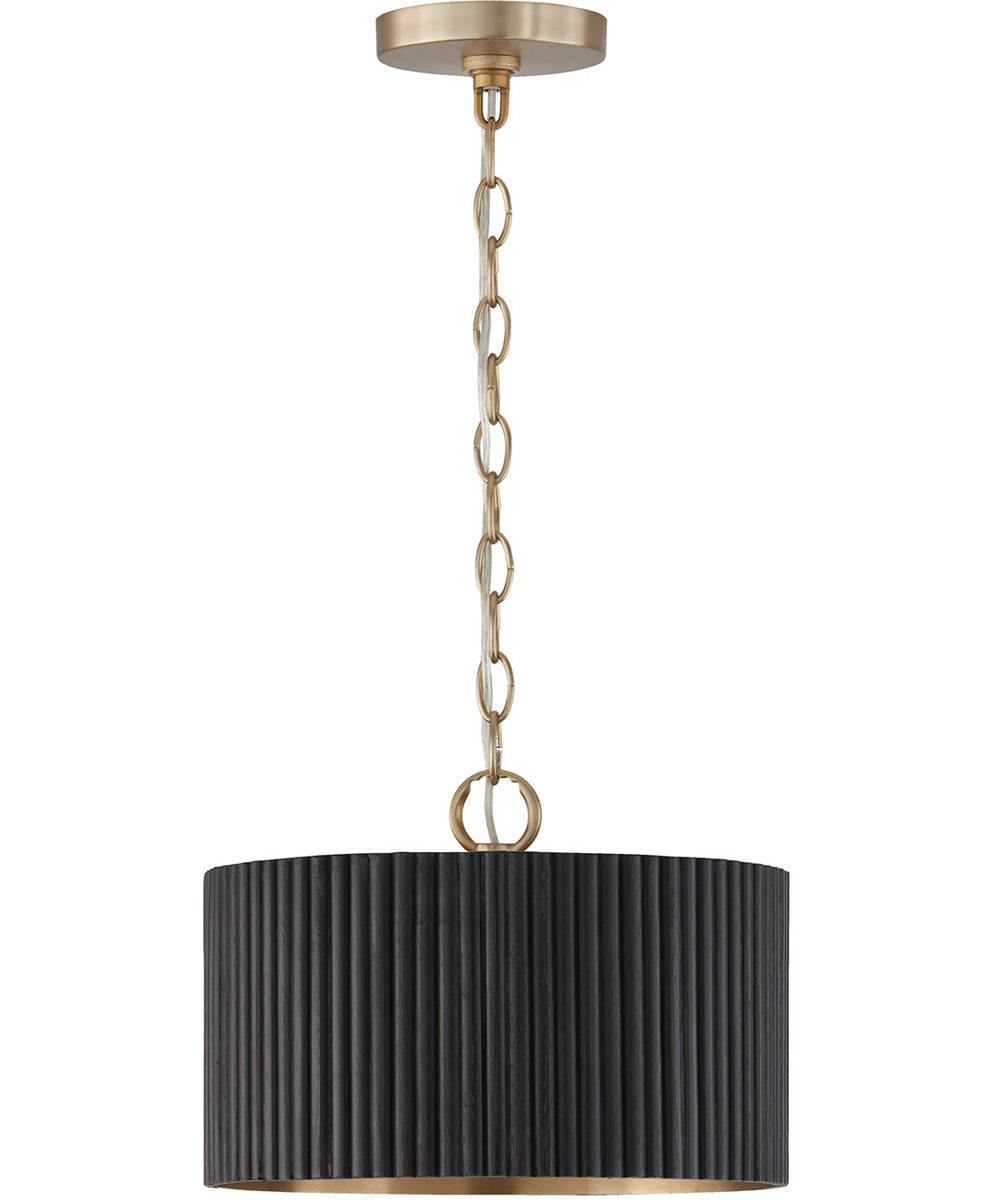Donovan 1-Light Semi-Flush Black Stain and Matte Brass