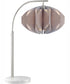 Reina 1-Light Table Lamp Brushed Nickel/Grey Fabric Lotus Shade
