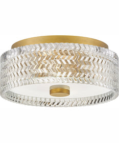 Elle 2-Light Medium Flush Mount in Heritage Brass
