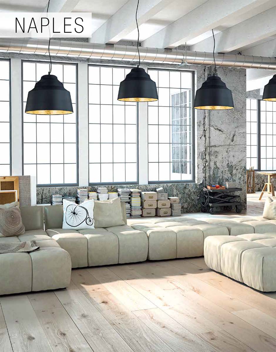 16"W Naples LED Pendant Black