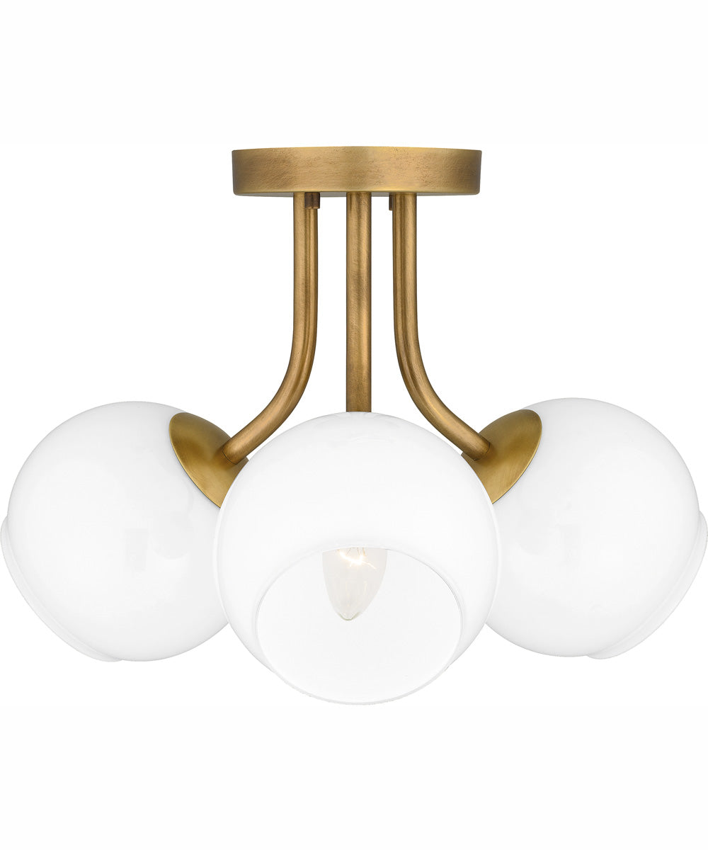 Quoizel Semi-Flush Mount Medium 3-light Semi Flush Mount Weathered Brass