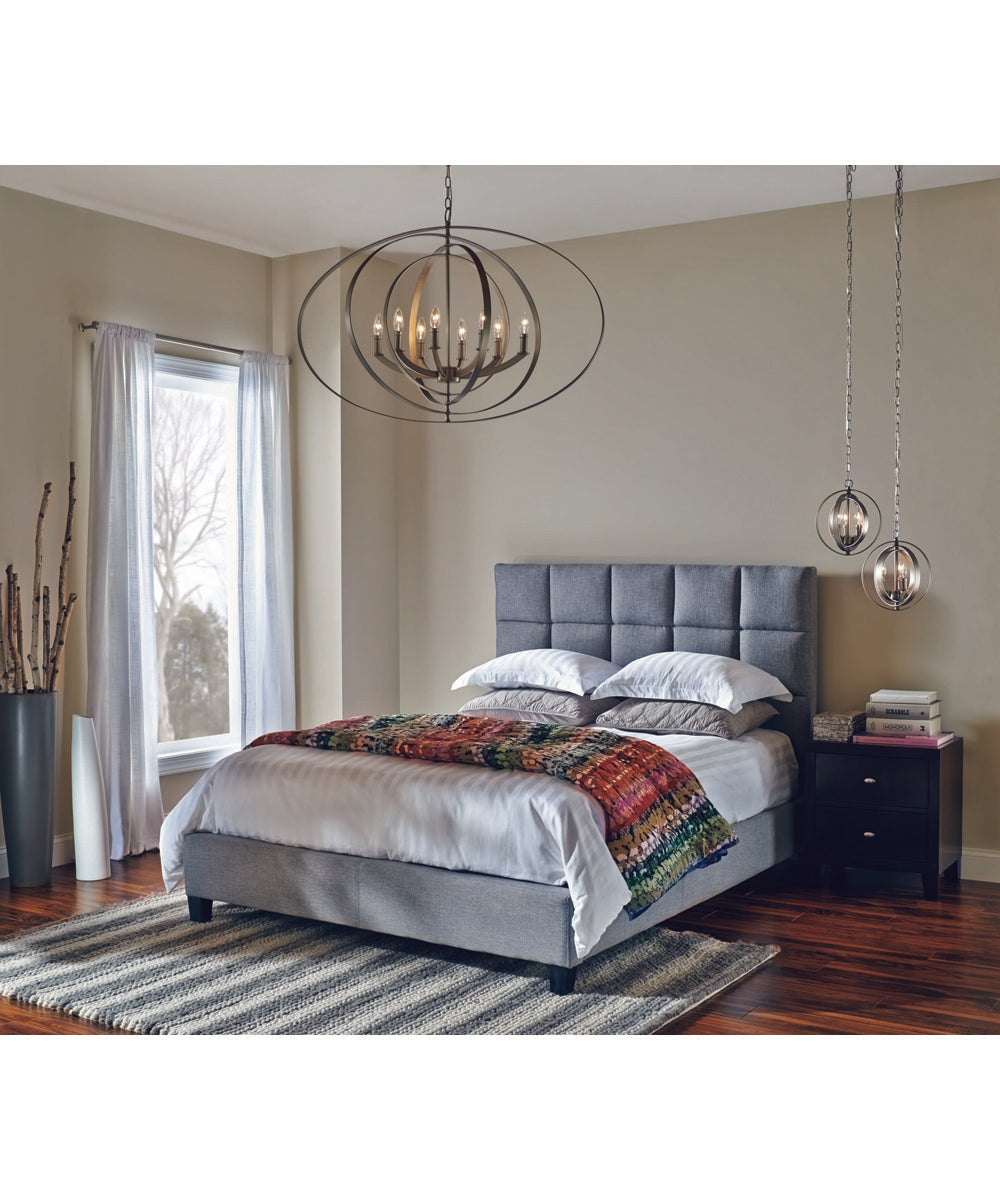 Equinox 3-Light New Traditional Sphere Pendant Light Burnished Silver