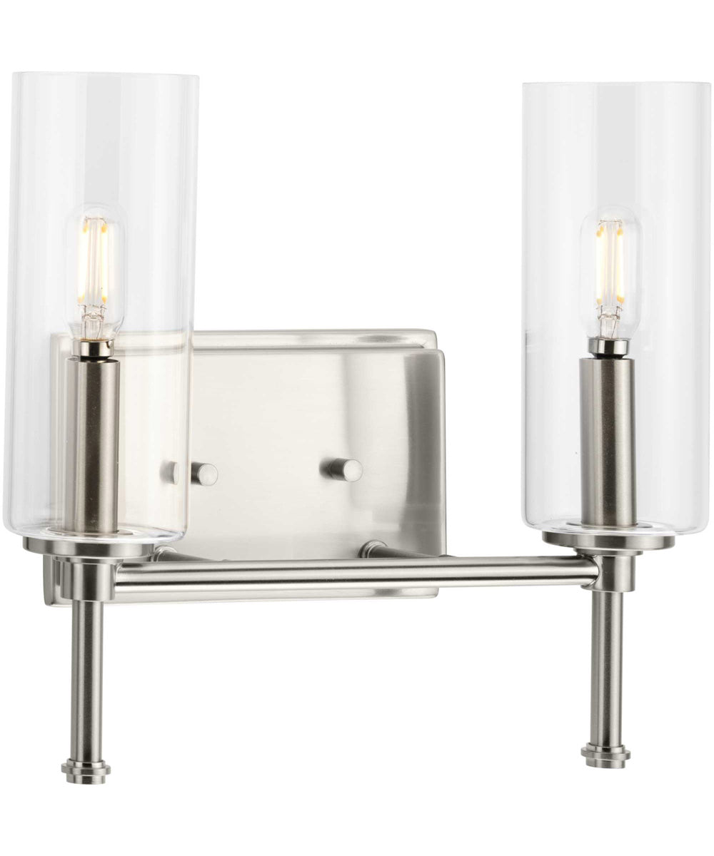 Elara 2-Light New Traditional Clear Glass Bath Vanity Light Brushed Nickel